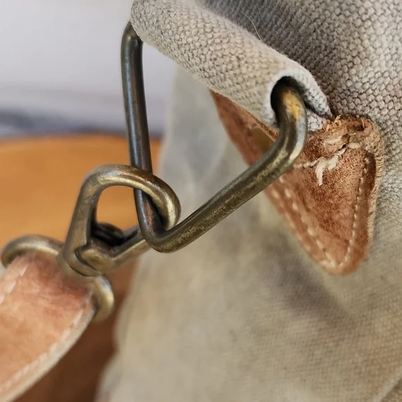 CLEA RAY UPCYCLED MILITARY TENT CANVAS AND LEATHER CROSSBODY BAG - Picture 13 of 14